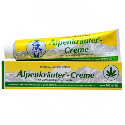 Emulsja ziołowa Alpenkrauter z ziół alpejskich + Czarci pazur i Olej Konopny Creme 200 ml