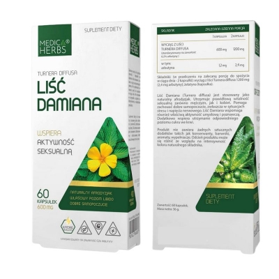 Liść Damiana 600mg 60 kaps.