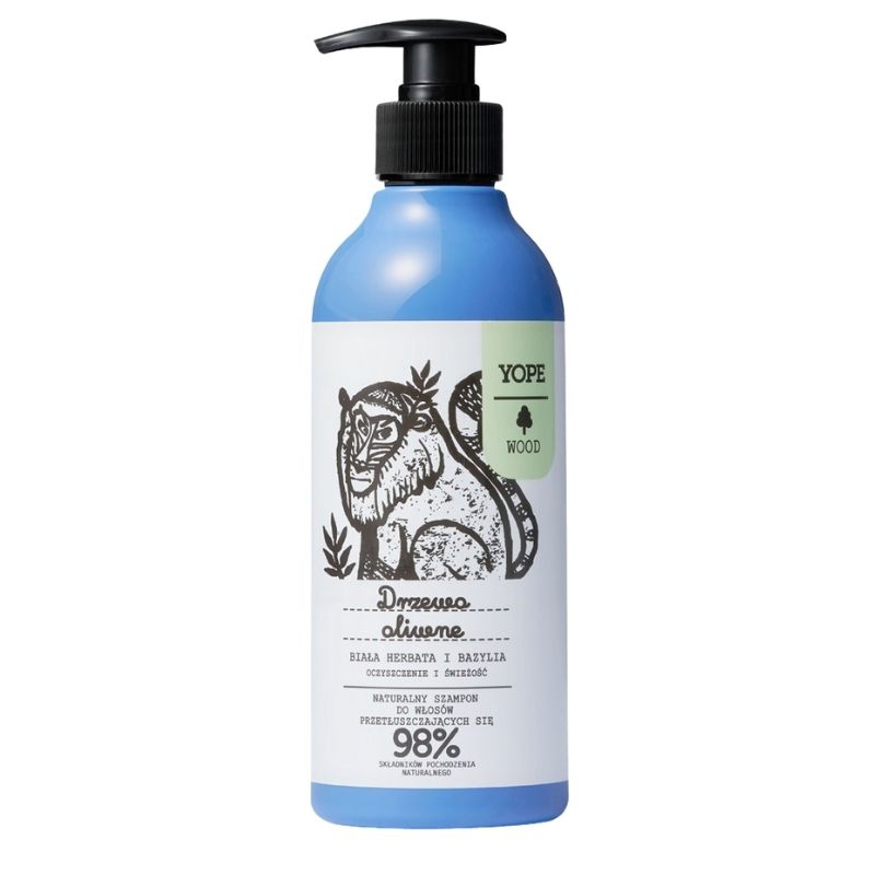 Naturalny szampon do włosów Drzewo Oliwne, biała herbata i bazylia 300ml