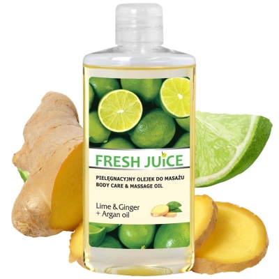 Fresh Juice Pielęgnacyjny Olejek do ciała i masażu Limonka & Imbir & Olejek Arganowy 150ml