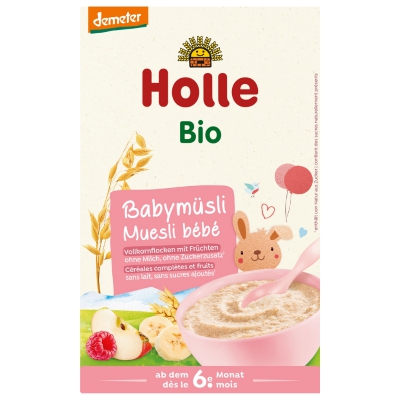 Holle Bio Kaszka zbożowo-owocowa Musli Malina-Jabłko-Banan od 6 miesiąca 250g