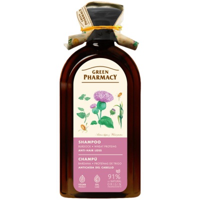 Green Pharmacy Szampon przeciw wypadaniu włosów Łopian i proteiny pszenicy do każdego rodzaju włosów 350ml