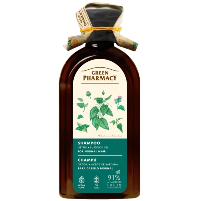 Green Pharmacy Szampon Wzmocnienie i blask Pokrzywa i olejek łopianowy do normalnych włosów 350ml