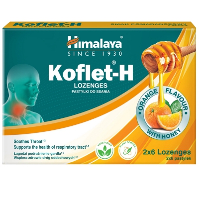 Koflet-H smak pomarańczowy z miodem 12 pastylek do ssania